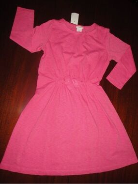 Crewcuts Size 12 Pink Long Sleeve Gathered-Waist Dress